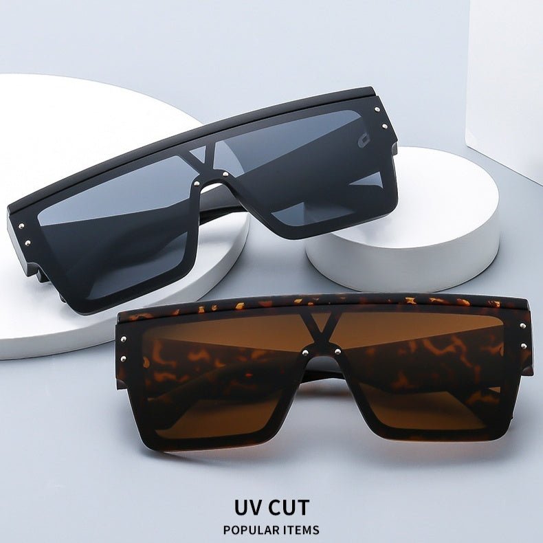 Fashionable Vintage Design Oversized Reflective Sunglasses - GenStyle,