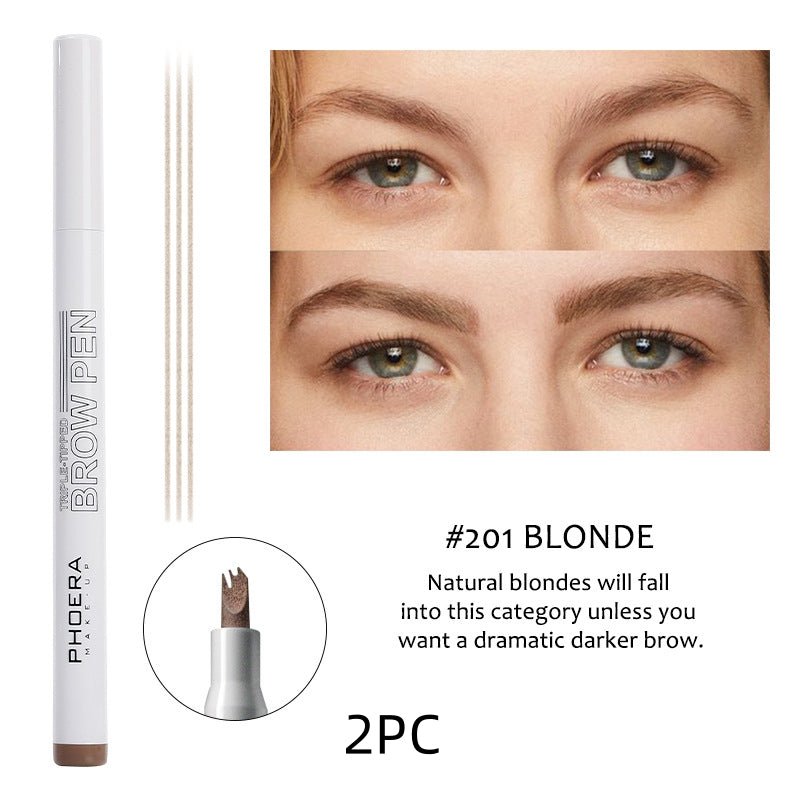 New Long Lasting Ultra - Fine Four - Comb Eyebrow Pencil - GenStyle,