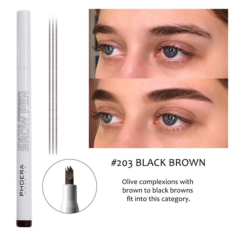 New Long Lasting Ultra - Fine Four - Comb Eyebrow Pencil - GenStyle,
