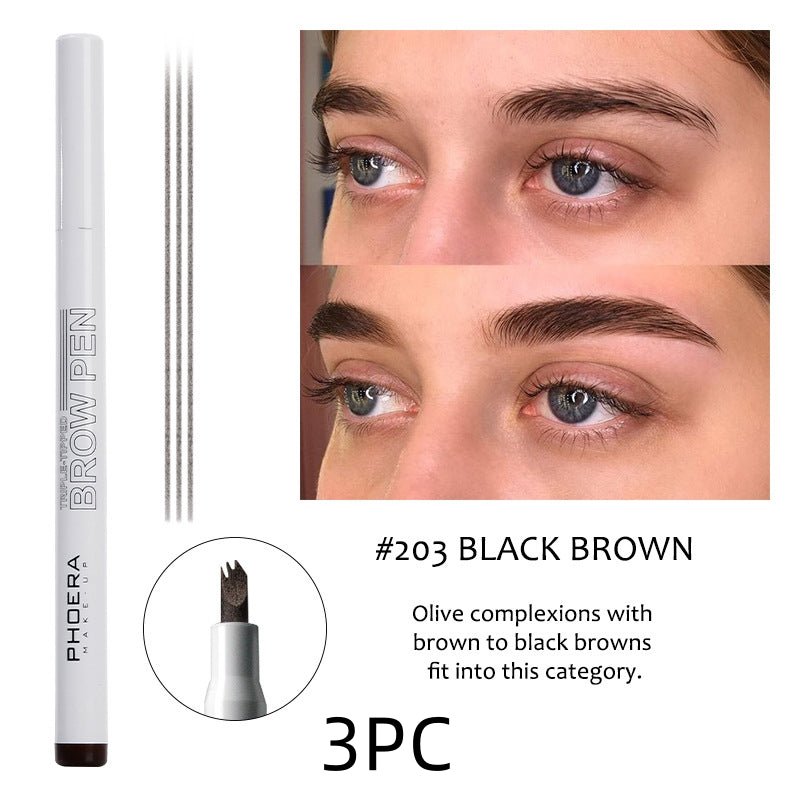New Long Lasting Ultra - Fine Four - Comb Eyebrow Pencil - GenStyle,