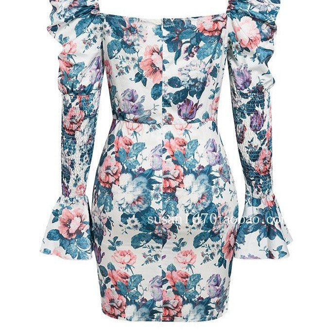 Printed flared sleeve hip skirt - GenStyle,