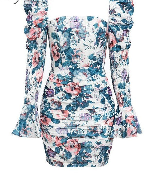 Printed flared sleeve hip skirt - GenStyle,