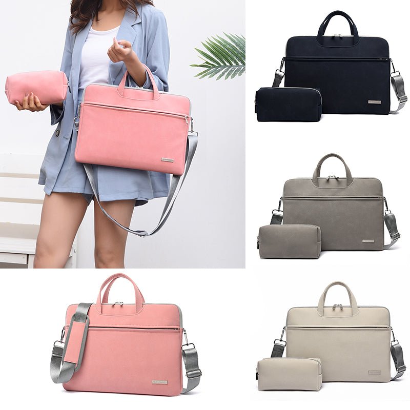 PU Leather Women Laptop Bag Notebook Carrying Case Briefcase For Macbook Air 13.3 14 15.6 Inch Men Handbags Shoulder Mouse Bag - GenStyle,