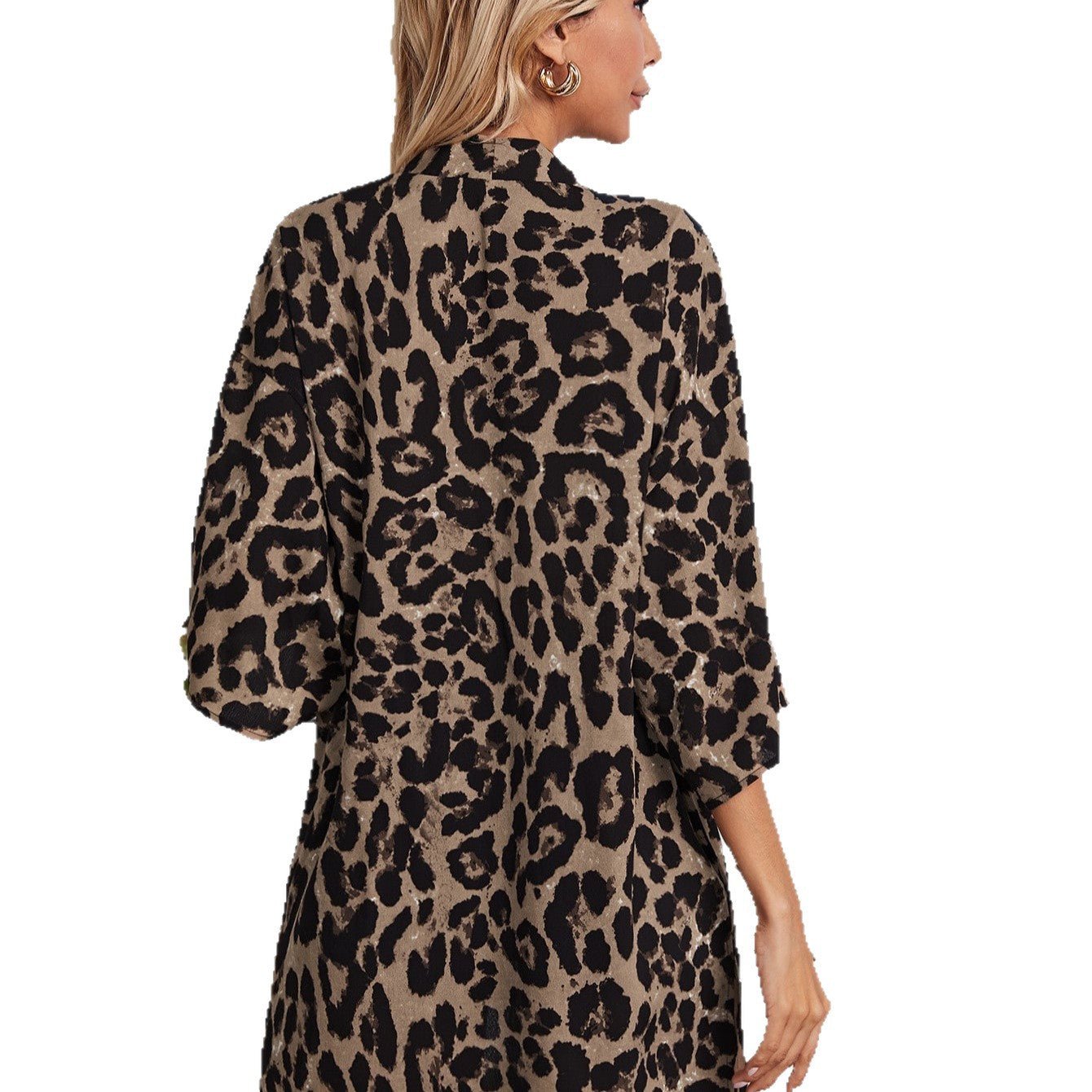 Sheer Leopard - Print Womens Casual Cardigan Coat - GenStyle,